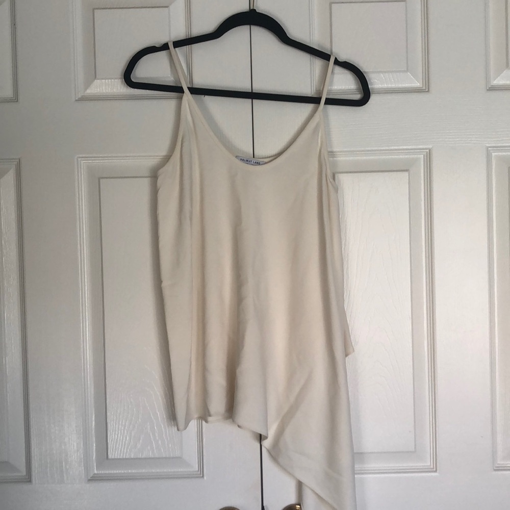 Helmut Lang Ivory Asymmetrical Tank Top